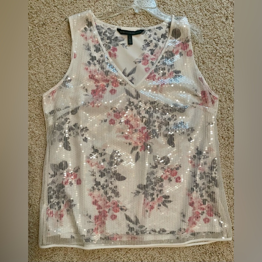 White House Black Market Sequin Slightly Fitted Tank Top -Size L